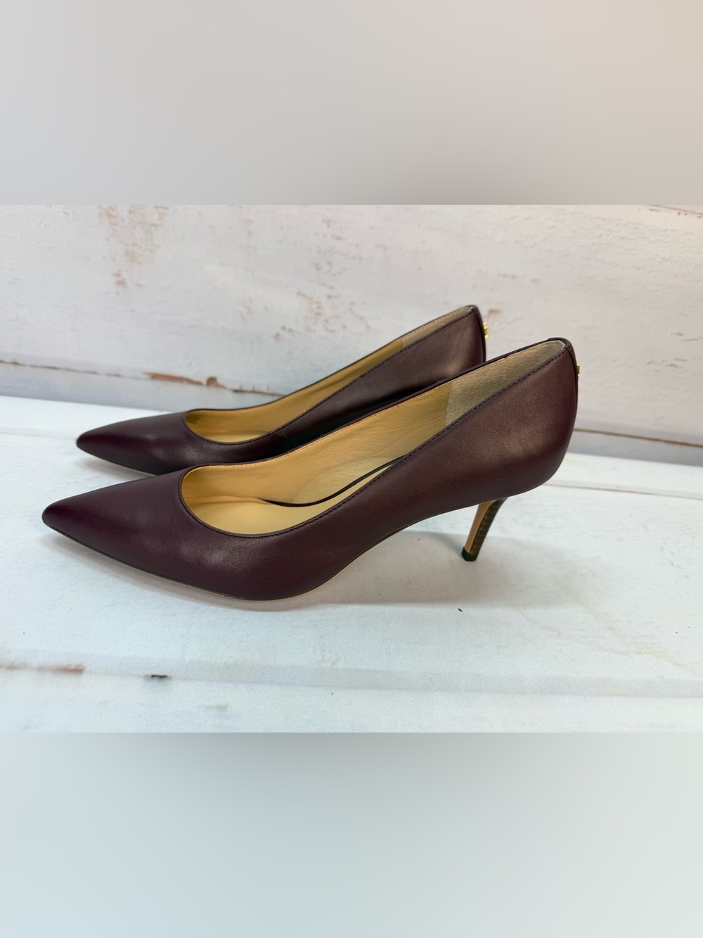 Lauren Ralph Lauren Lanette Leather Pumps Burgundy Women’s Size 8B NEW